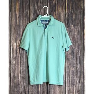Tommy Bahama Polo Shirt Mens M Mint Blue Supima Cotton UPF 30 5 OClock
